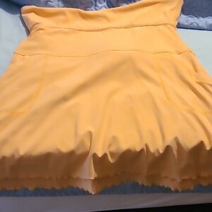 Peter Millar Ladies Orange Ruffled Skort With Attached White Pocketed Shorts